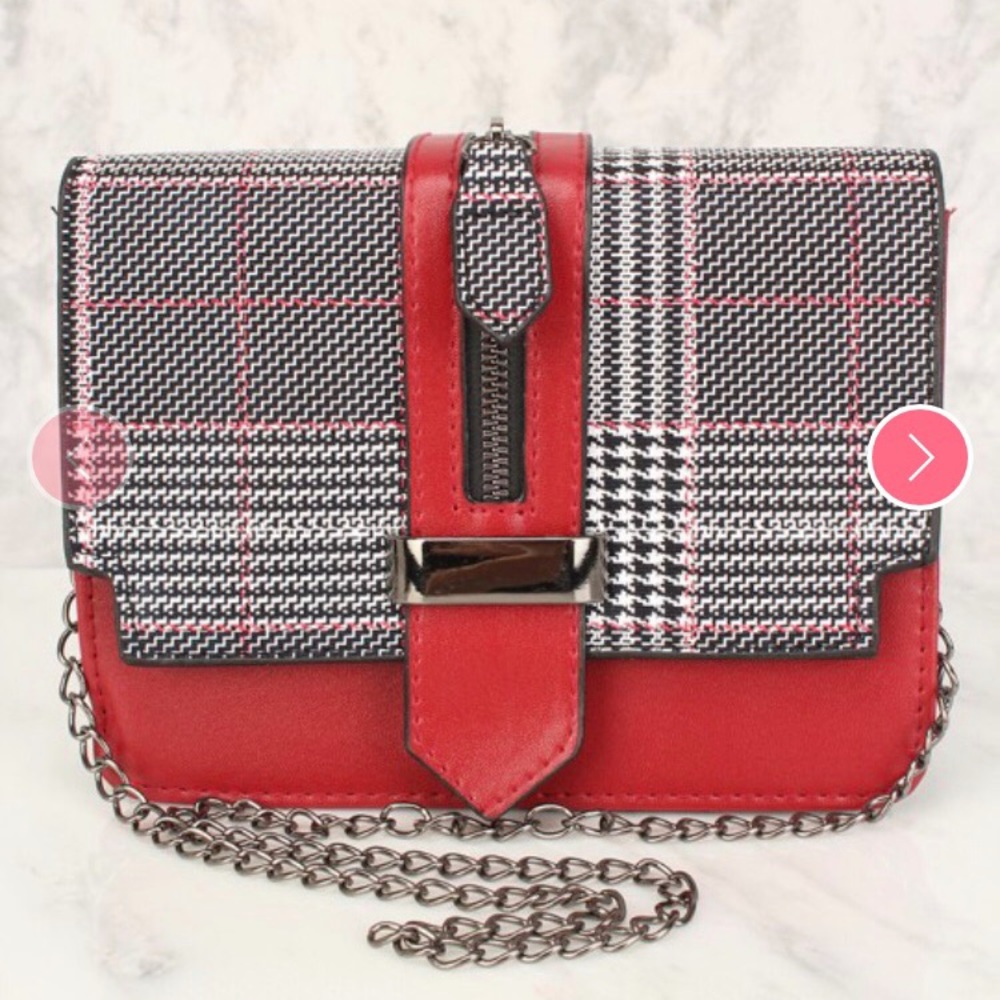 Red and plaid crossbody